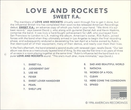 Love And Rockets - Sweet F.A.