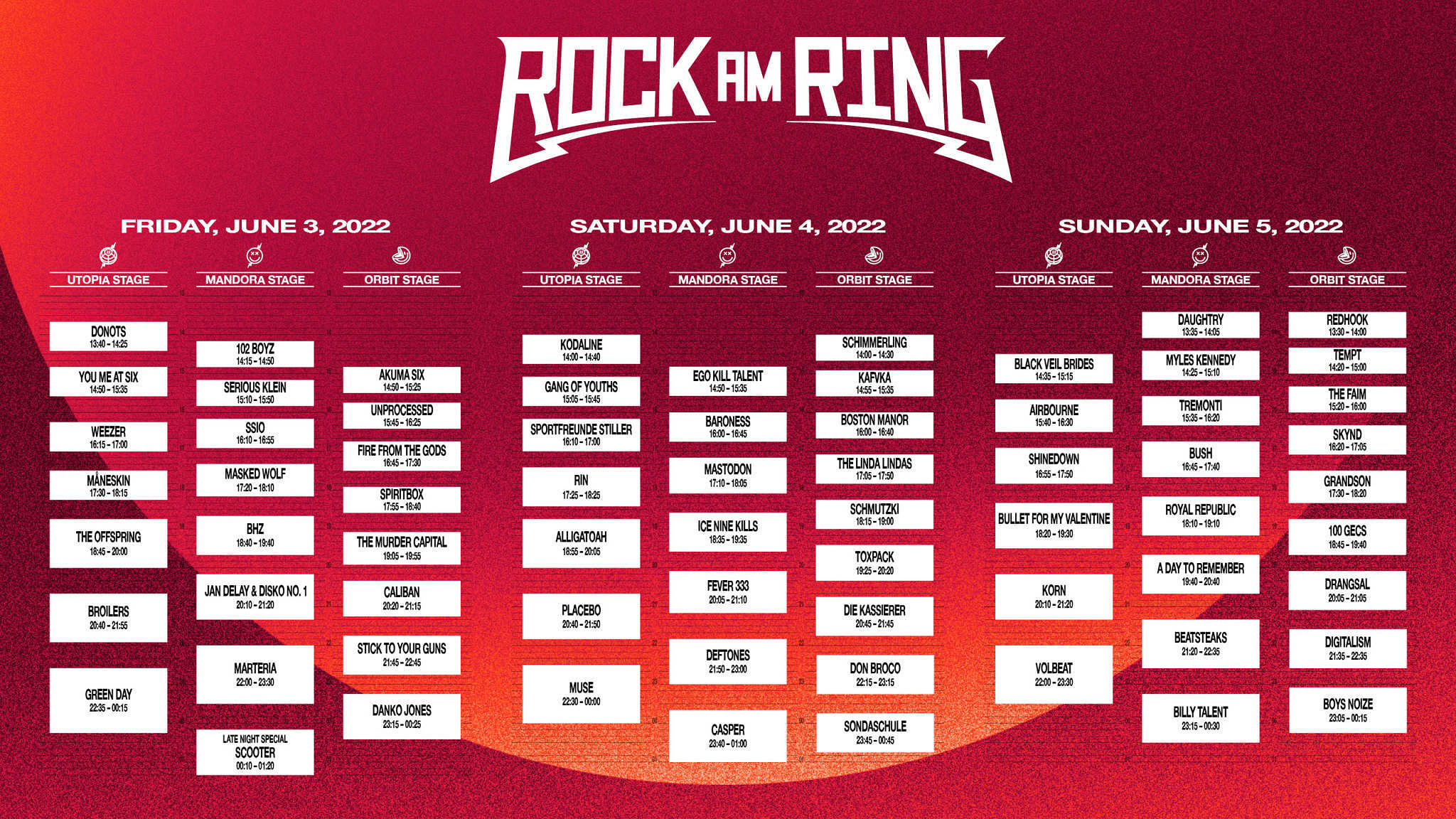 Rock Am Ring 2024 Timetable Vikky Nanice