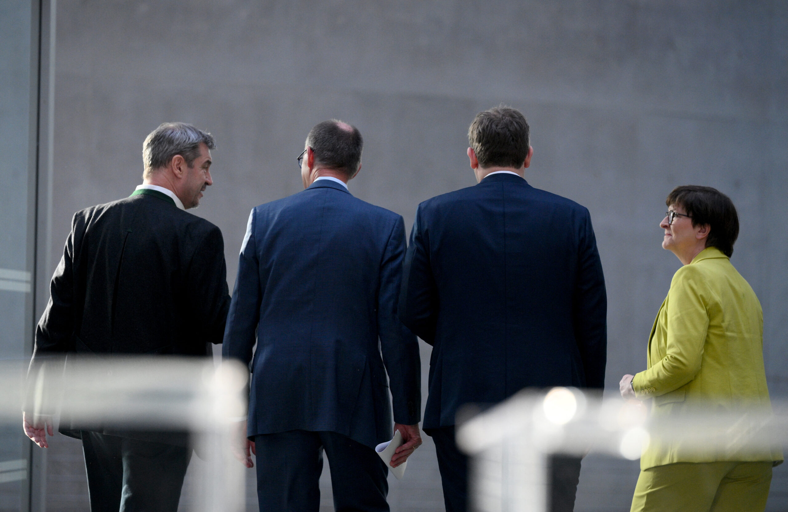 Markus Soeder, Friedrich Merz, Lars Klingbeil und Saskia Esken